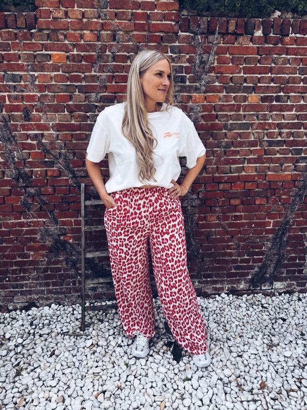June Leopard Pantalon Rood/Roze