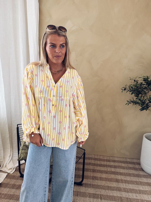 Boaz Blouse Geel/Roze