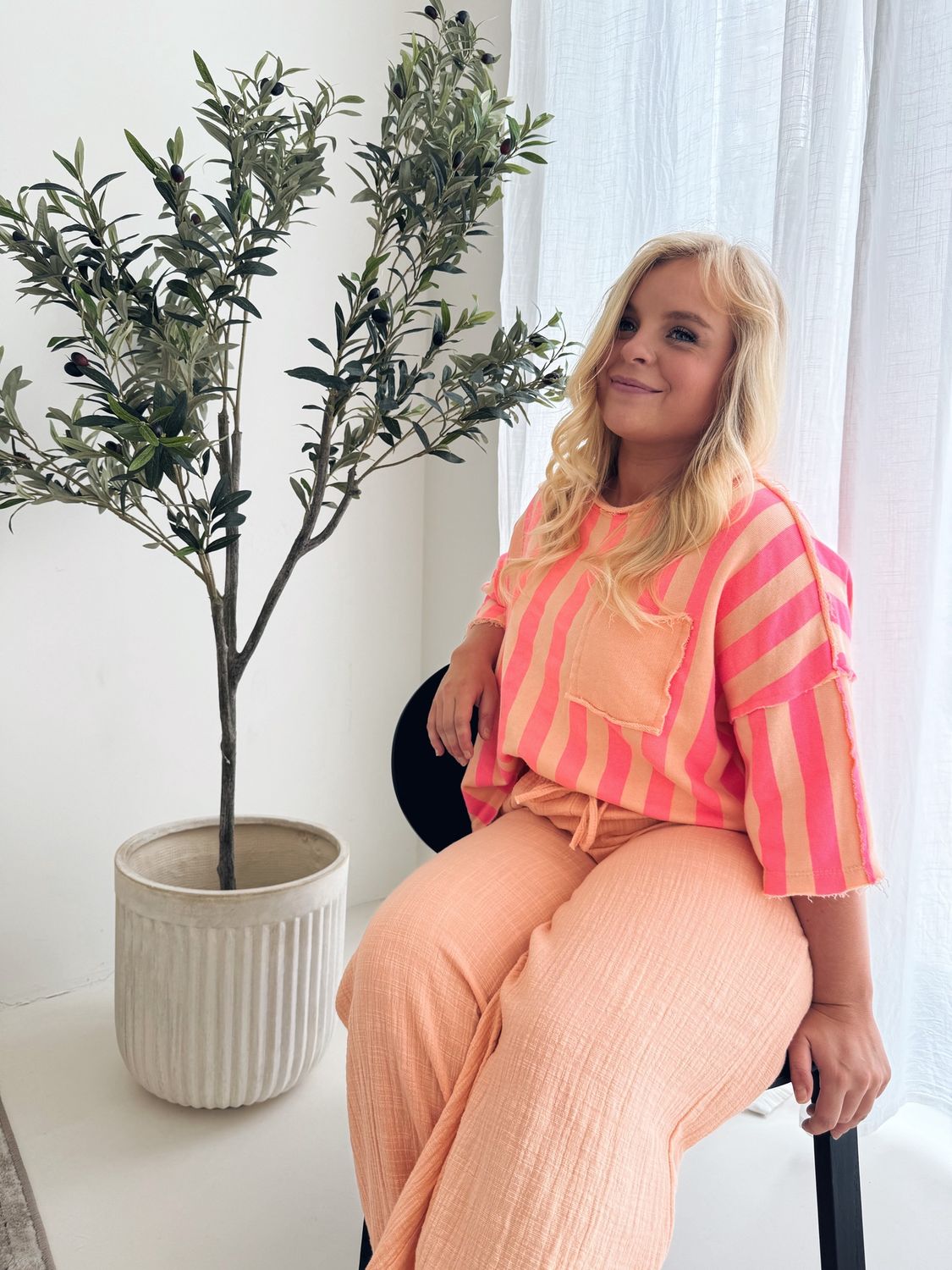 Francesca Top Zalm/Fuchsia