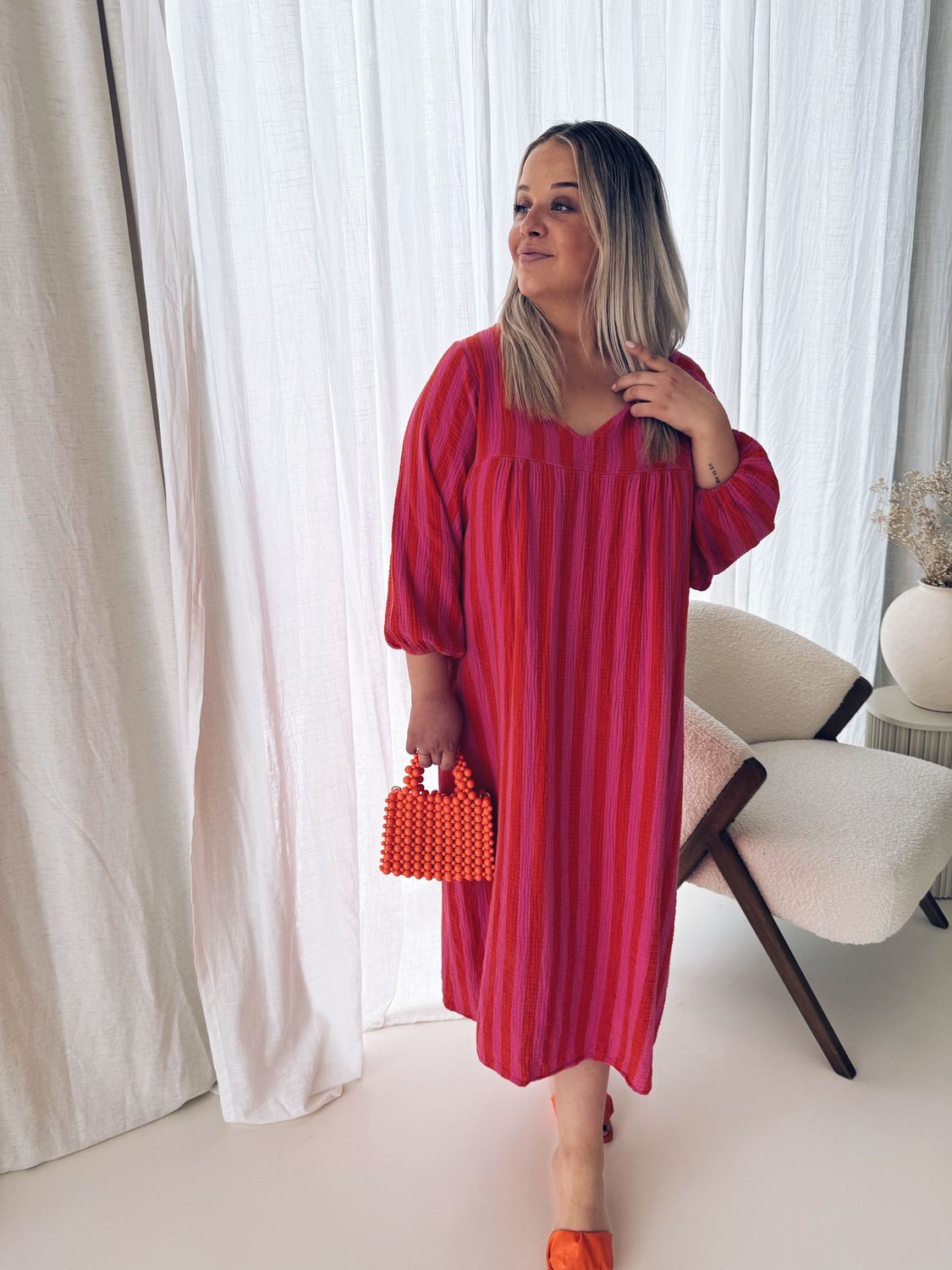 Cicé Jurk Fuchsia/Oranje