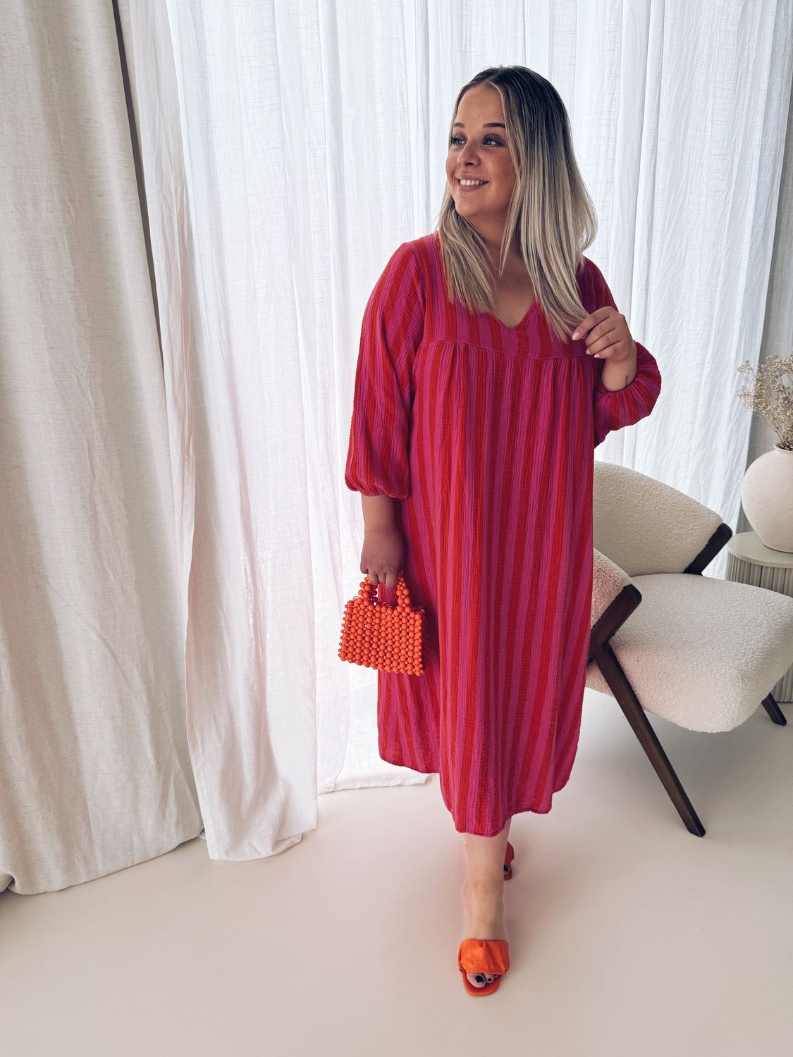 Cicé Jurk Fuchsia/Oranje