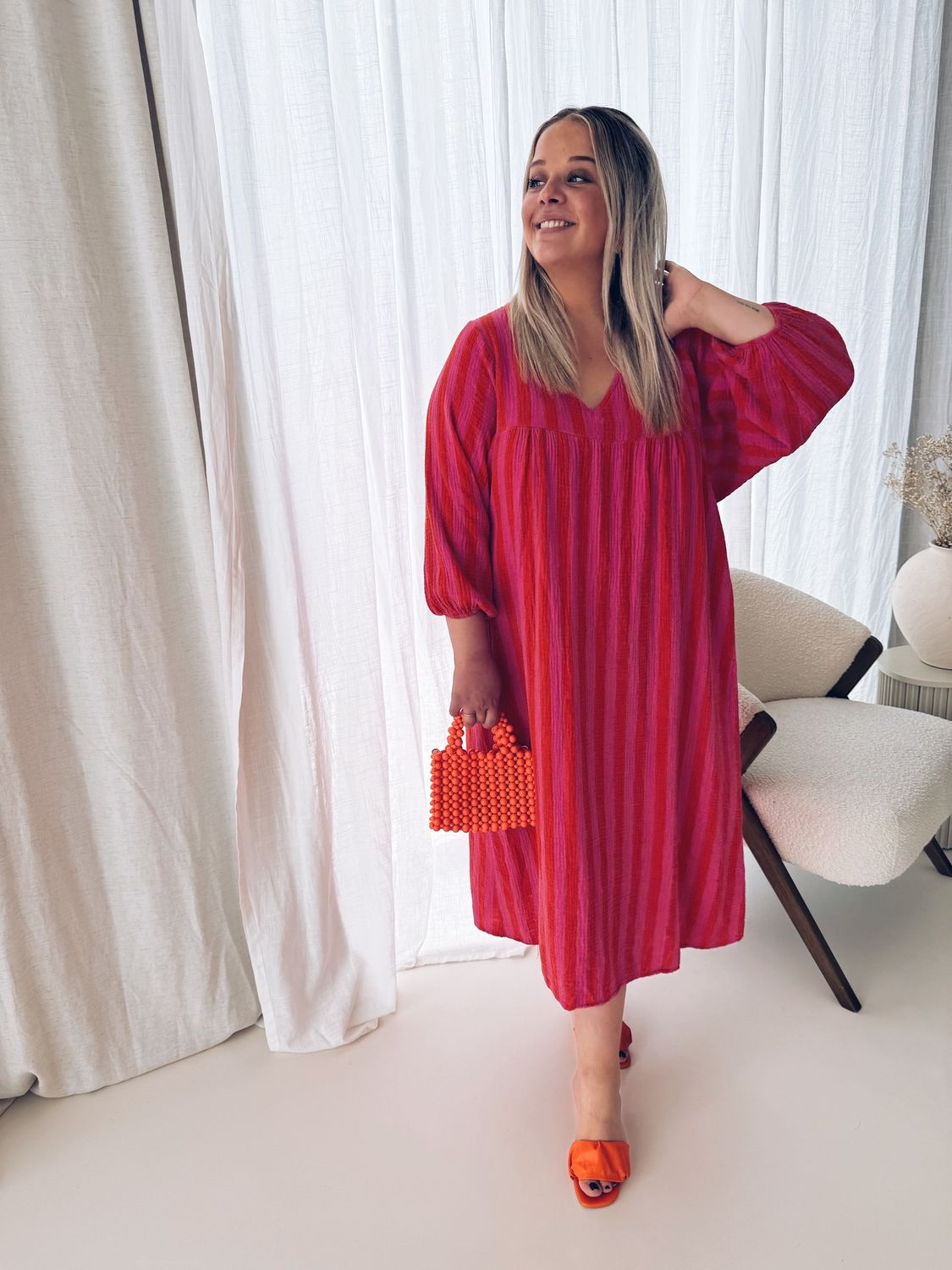 Cicé Jurk Fuchsia/Oranje