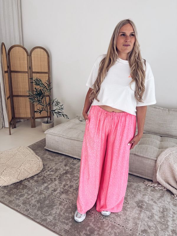 Jeanne Leopard Pantalon Fuchsia Fluo