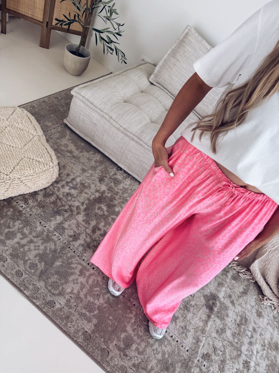 Jeanne Leopard Pantalon Fuchsia Fluo