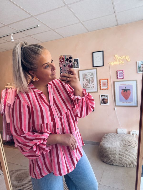 Ellie Blouse Roze/Rood