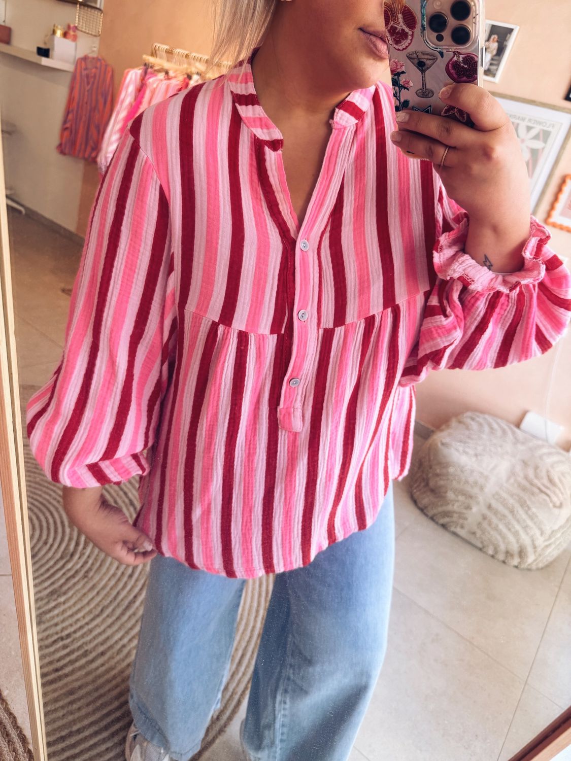Ellie Blouse Roze/Rood