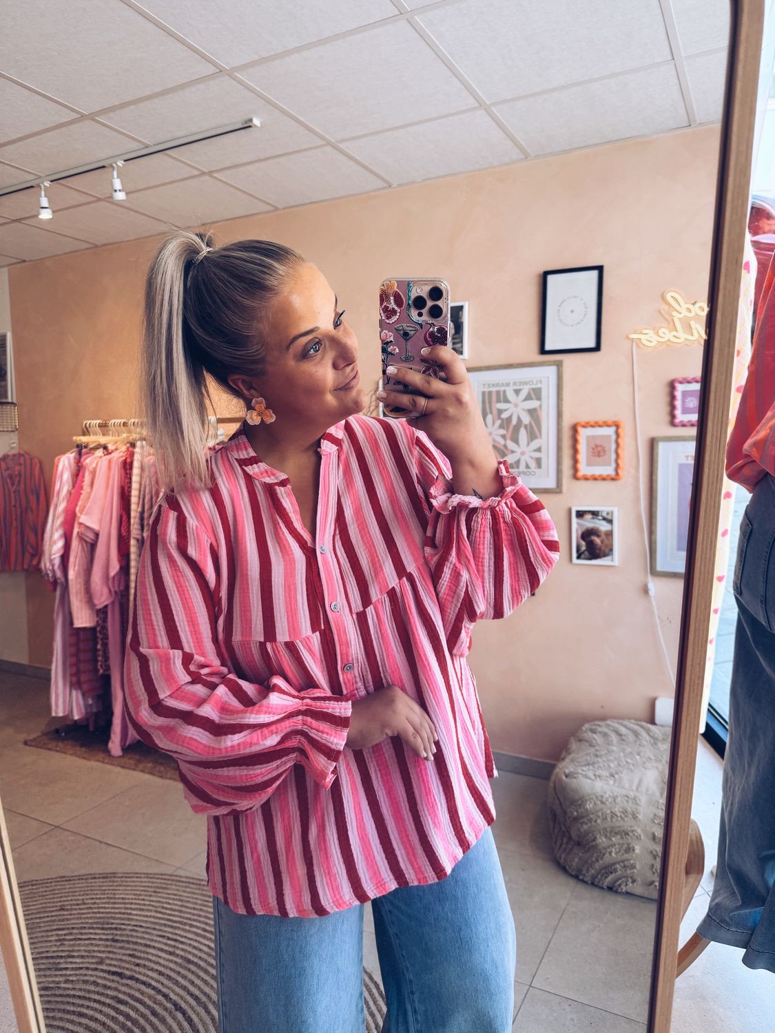 Ellie Blouse Roze/Rood