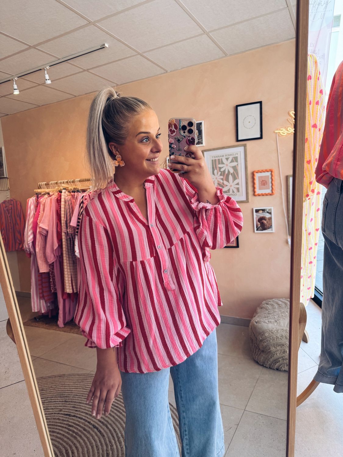Ellie Blouse Roze/Rood