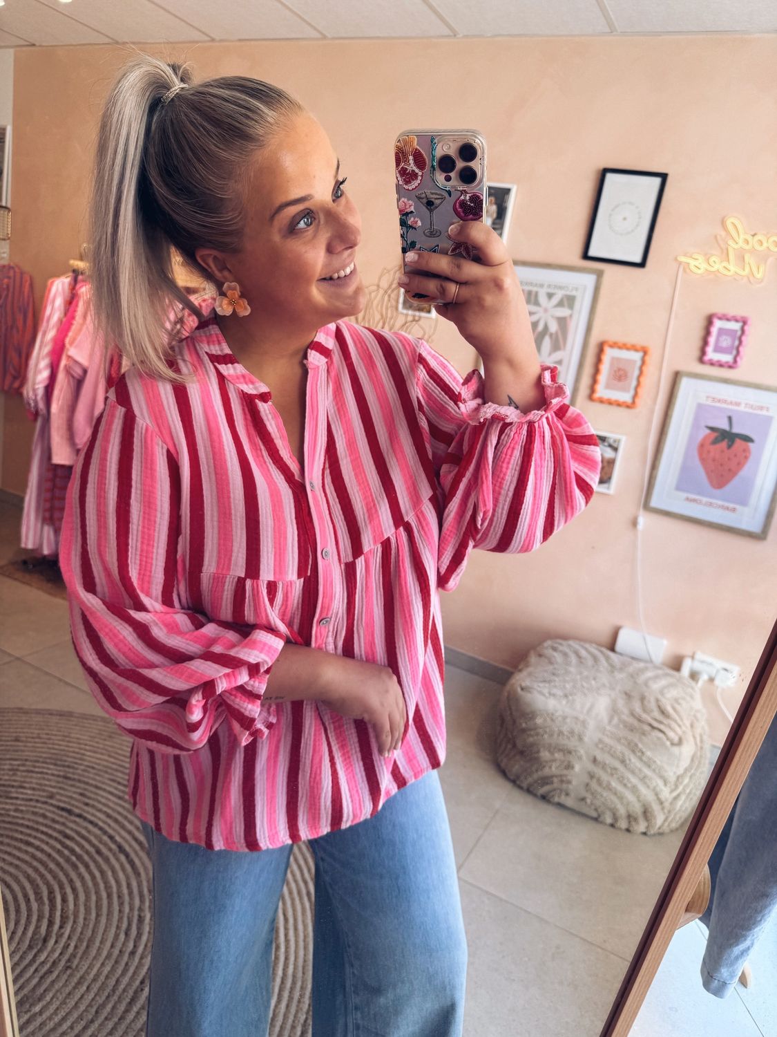 Ellie Blouse Roze/Rood