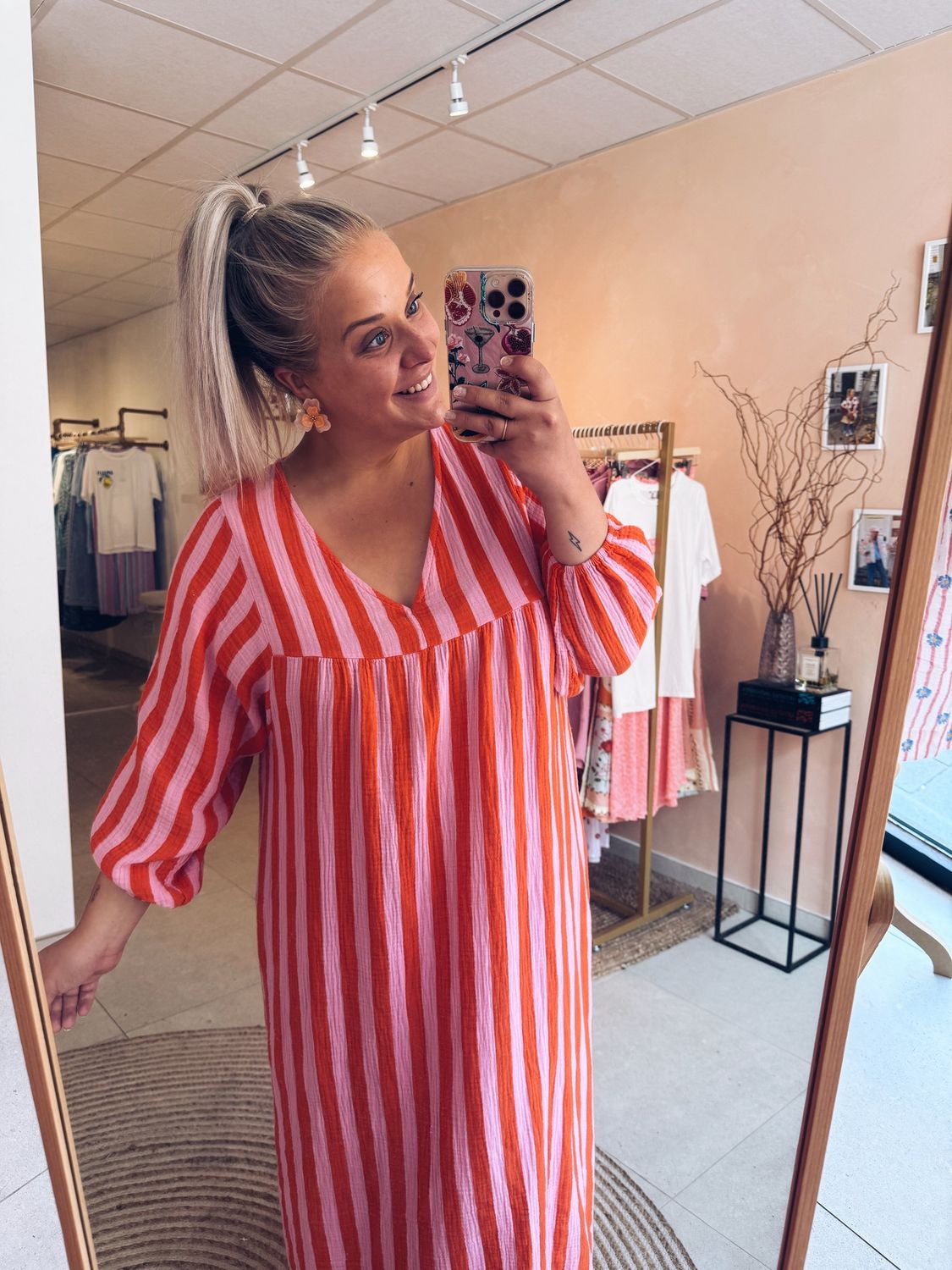 Cicé Jurk Oranje/Roze
