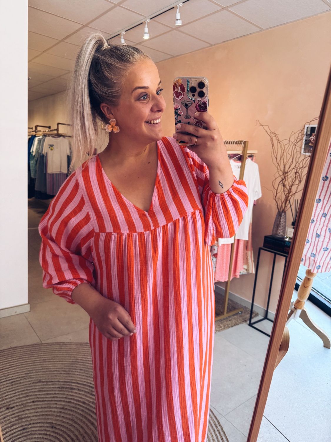 Cicé Jurk Oranje/Roze