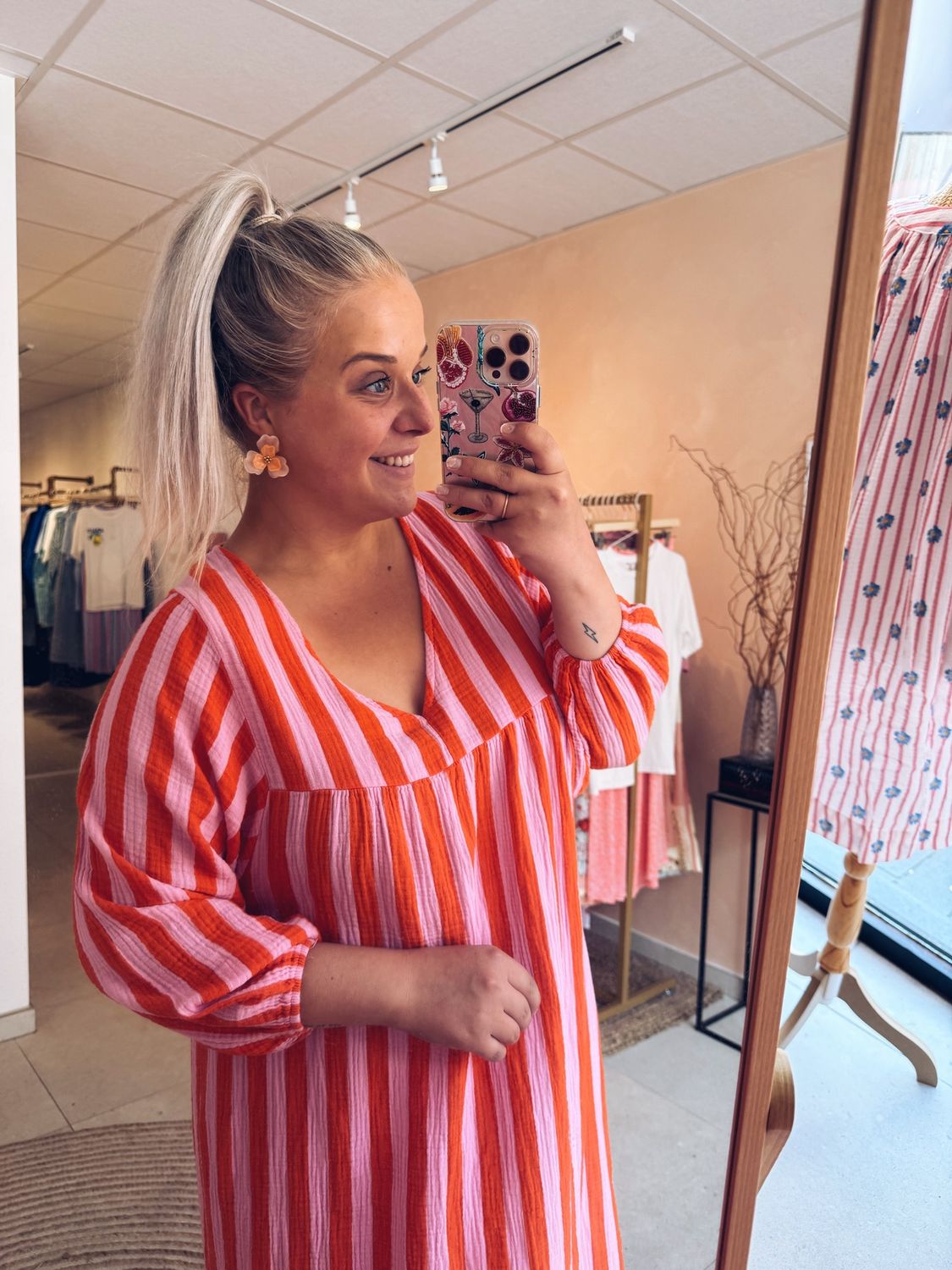 Cicé Jurk Oranje/Roze