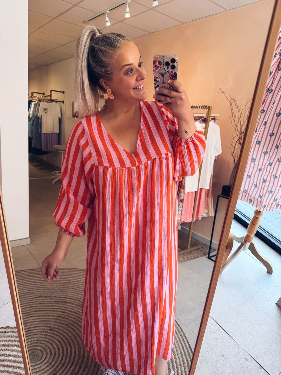 Cicé Jurk Oranje/Roze