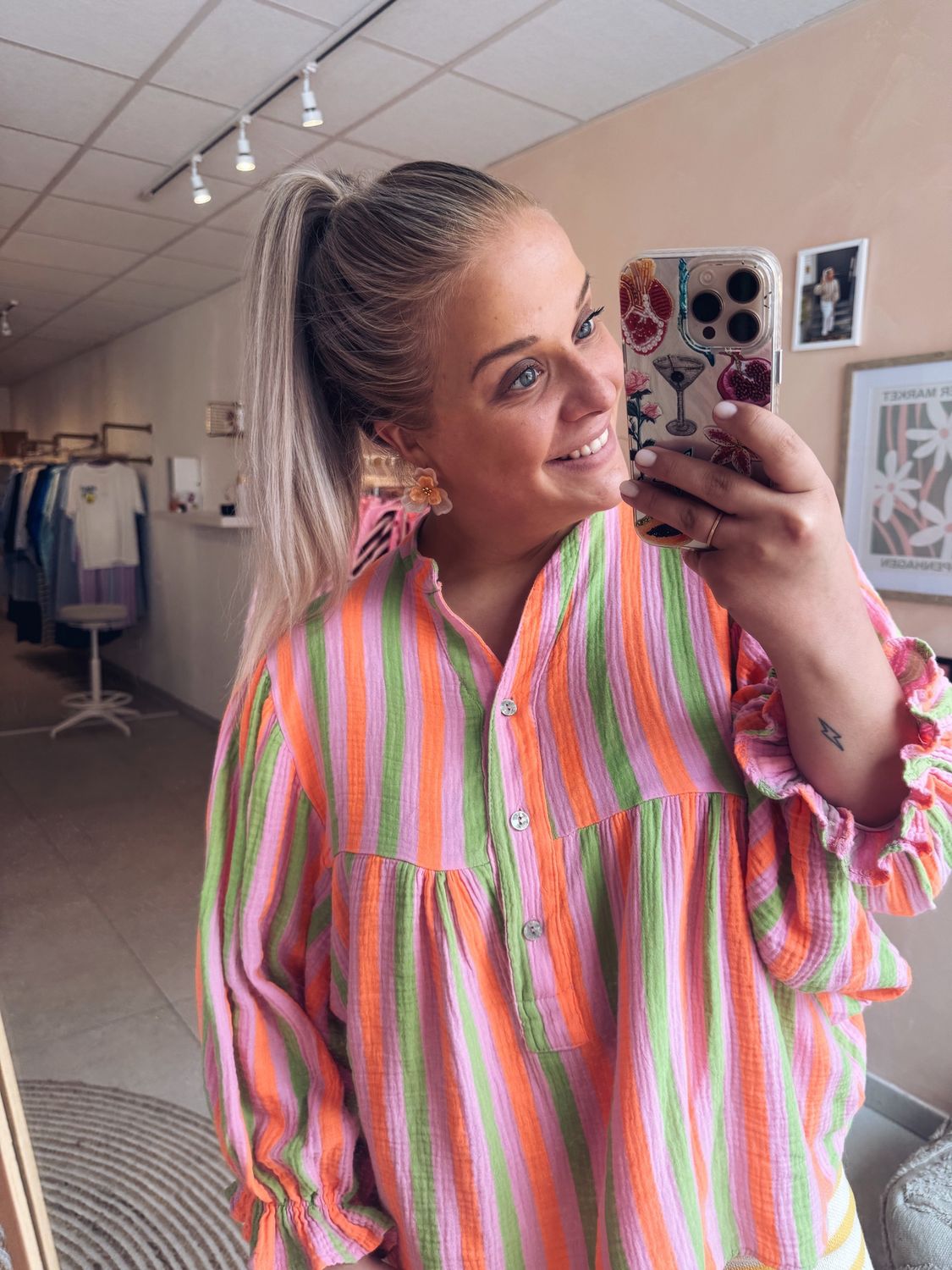 Uma Blouse Groen/Oranje
