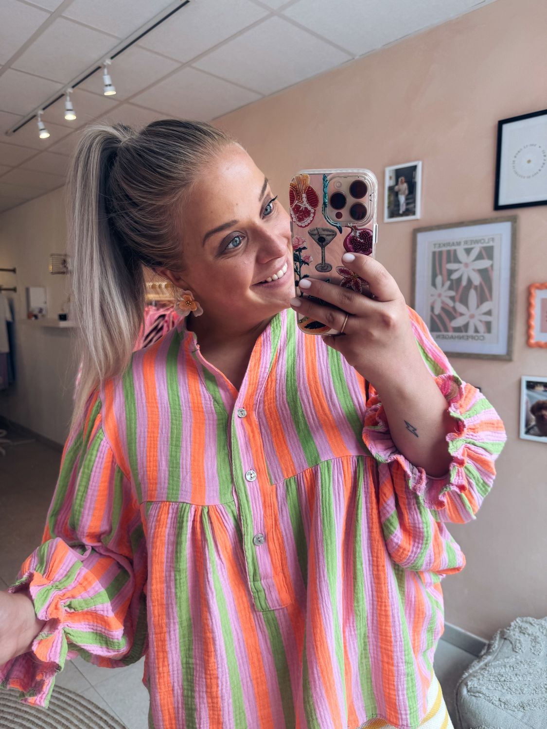Uma Blouse Groen/Oranje