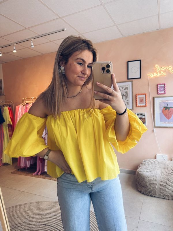 Beque Off-Shoulder Top Geel