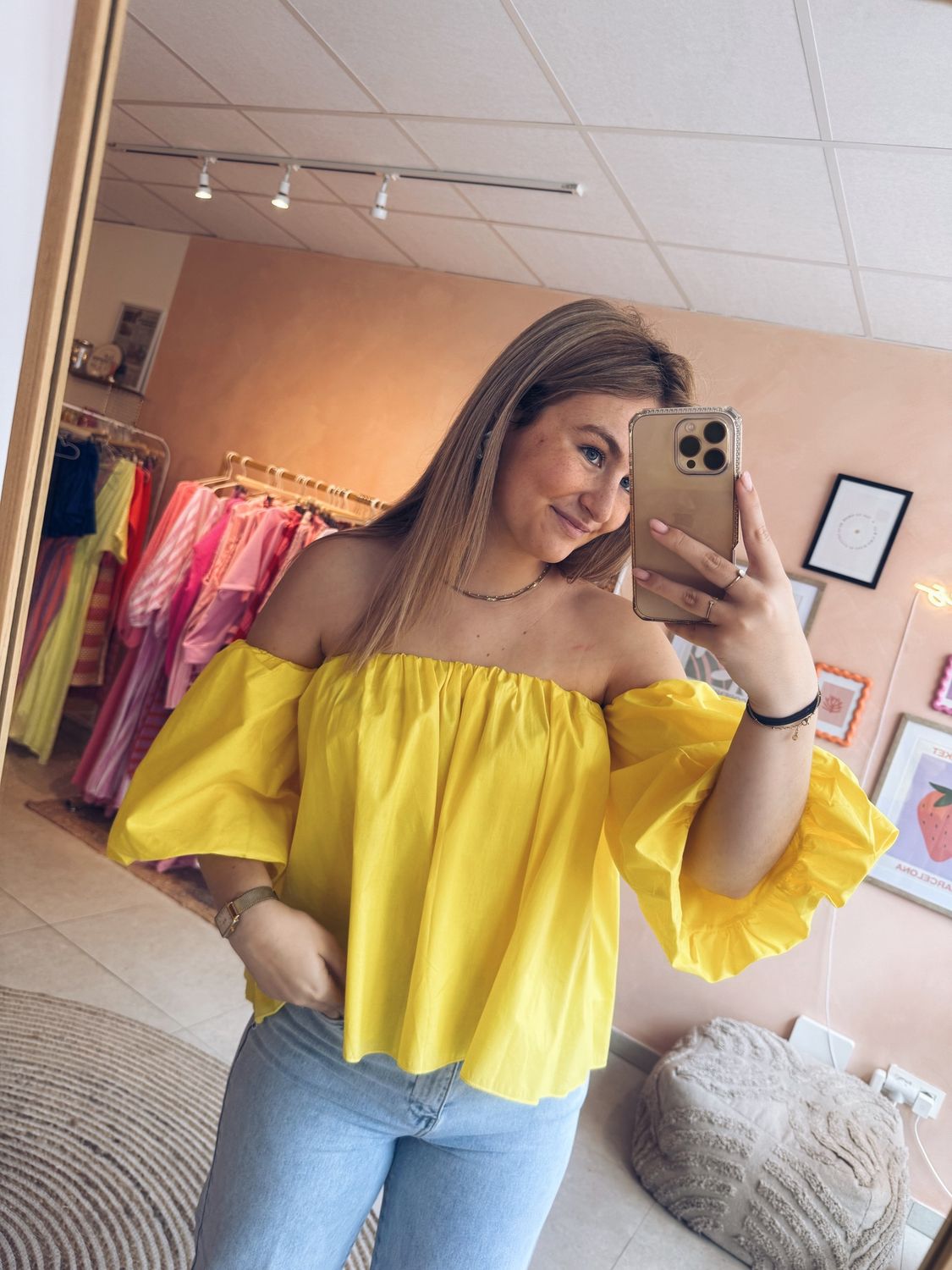 Beque Off-Shoulder Top Geel