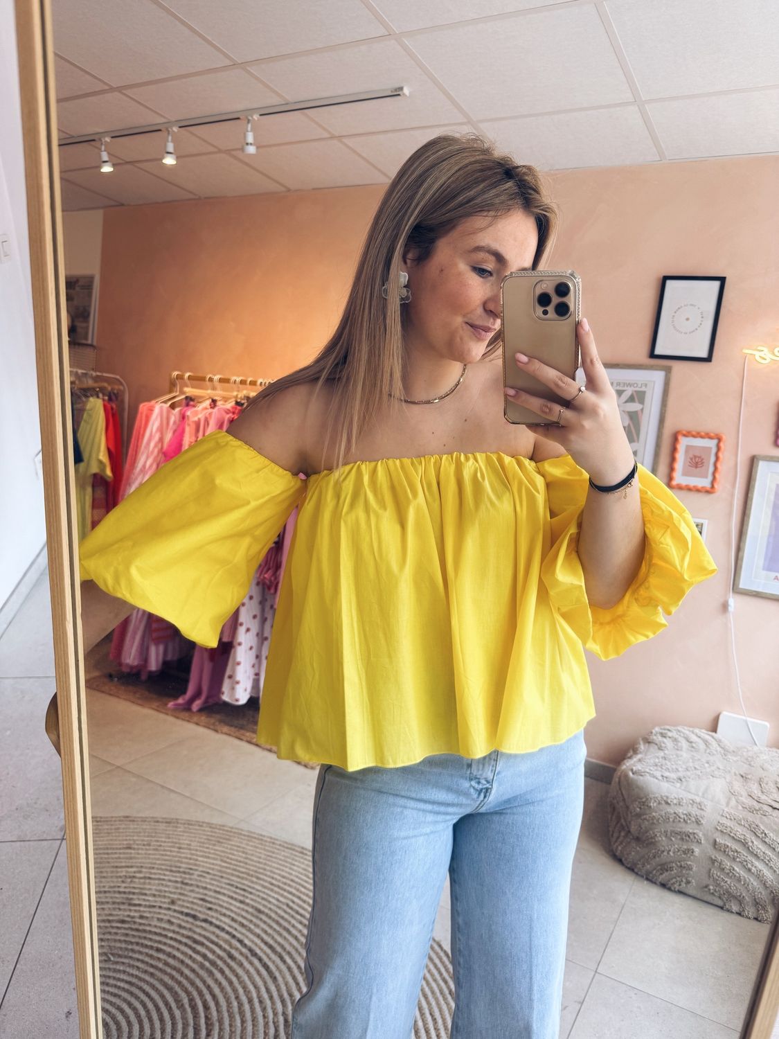 Beque Off-Shoulder Top Geel