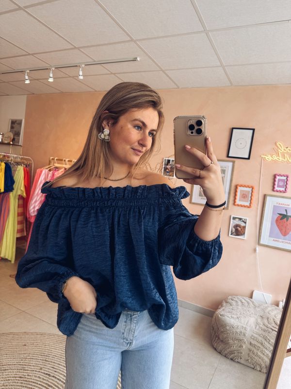 Kimie Off-Shoulder Top Marineblauw