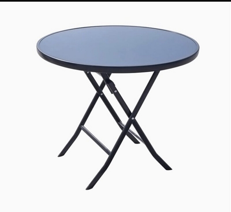 Round Tempered Glass top Folding Table