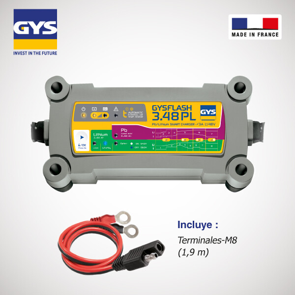 CARGADOR AUTOMÁTICO DE BATERIAS GYSFLASH 3.48PL 48V PLOMO LITIO