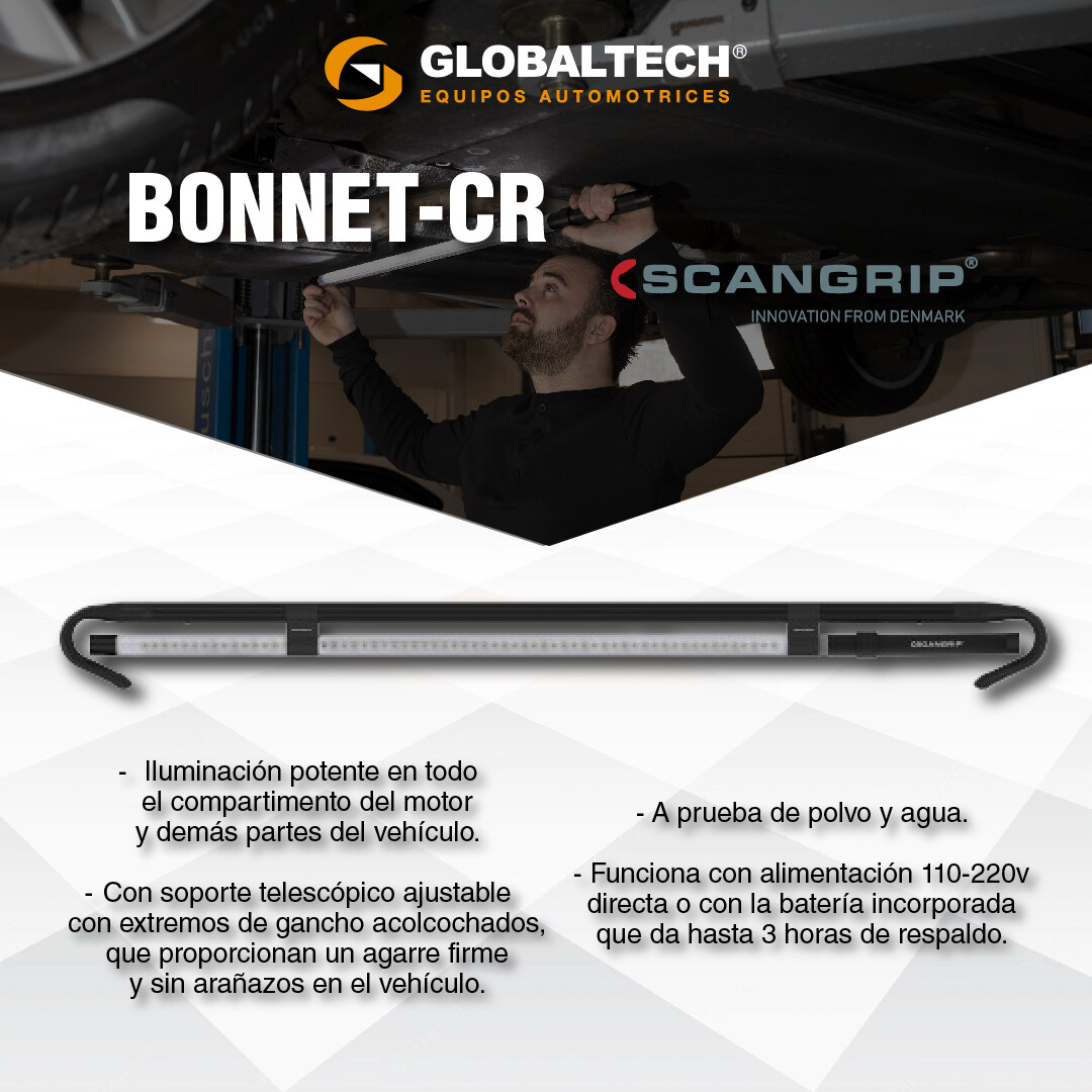 LÁMPARA LED DE TRABAJO P/CAPÓ RECARGABLE BONNET LIGHT C+R