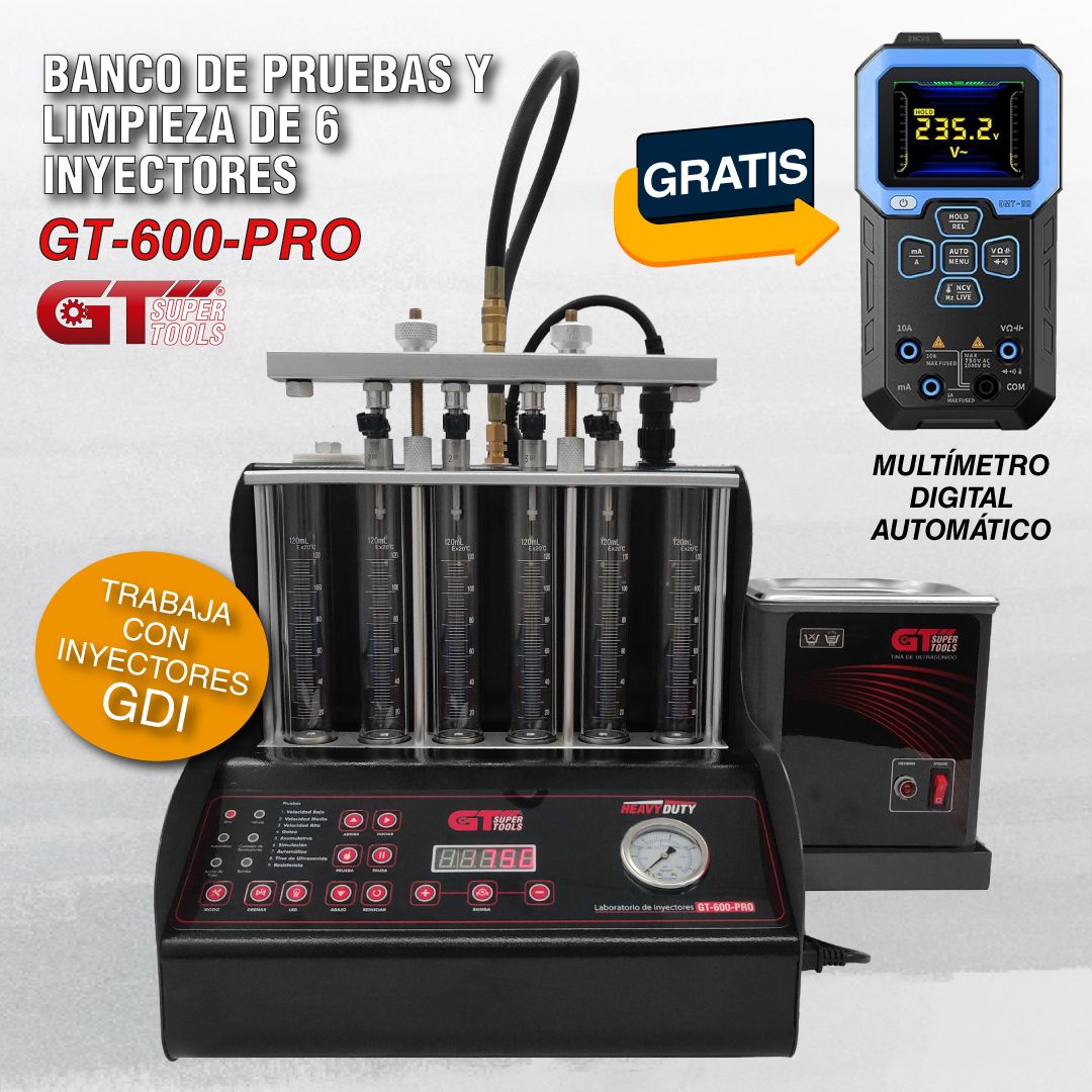 BANCO DE PRUEBA Y LIMPIEZA DE 6 INYECTORES GT-600-PRO