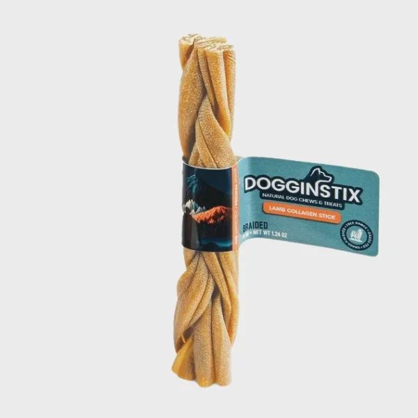 Dogginstix - Braided Lamb Collagen, Size: 6&quot;