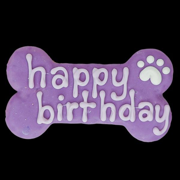 Bosco &amp; Roxy - Purple Happy Birthday Bone