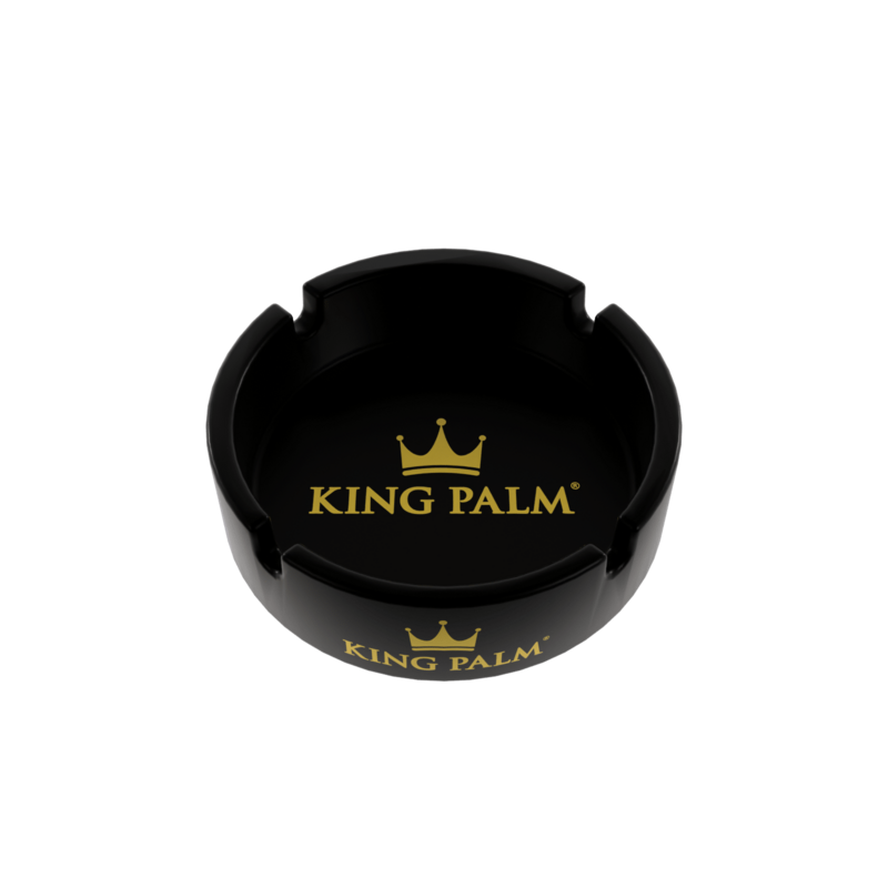 King Palm Ashtray Black Glass
