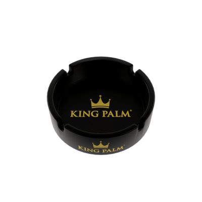 King Palm Ashtray Black Glass