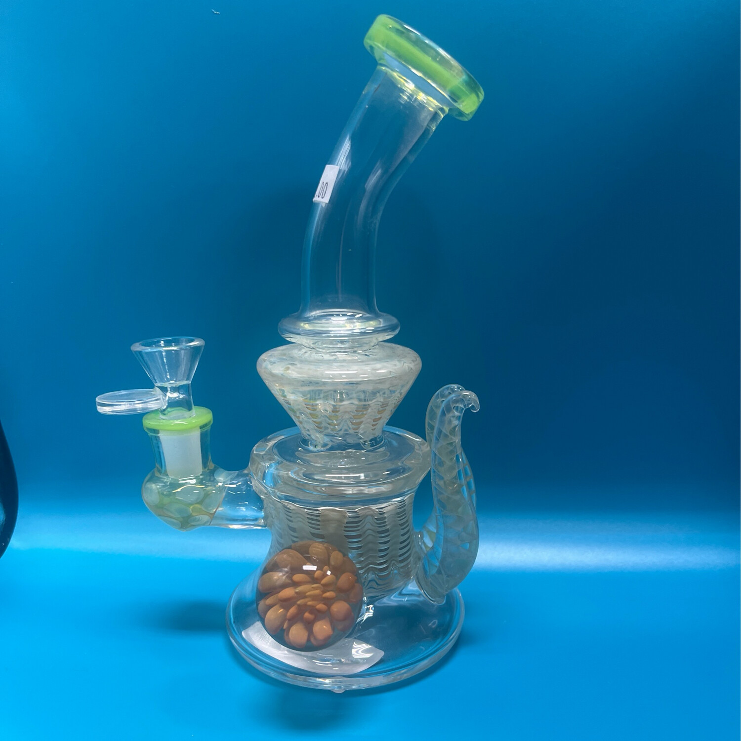 8.5&quot; Green Rimmed Swirl Design Waterpipe