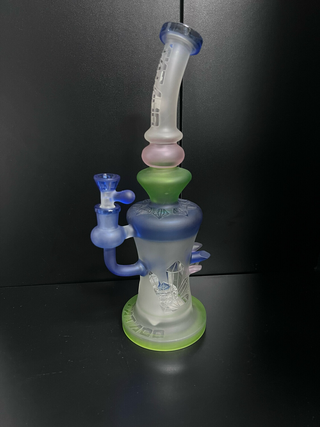 Tataoo 12&quot; Pink &amp; Green Frosted Crystals Waterpipe