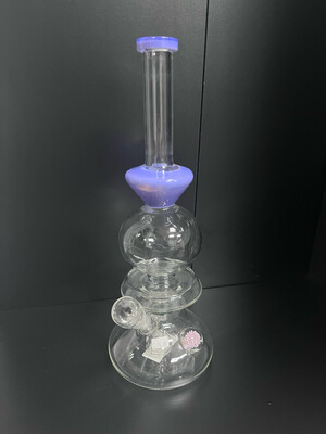 Purple Bubble Waterpipe w/ Pink Flower