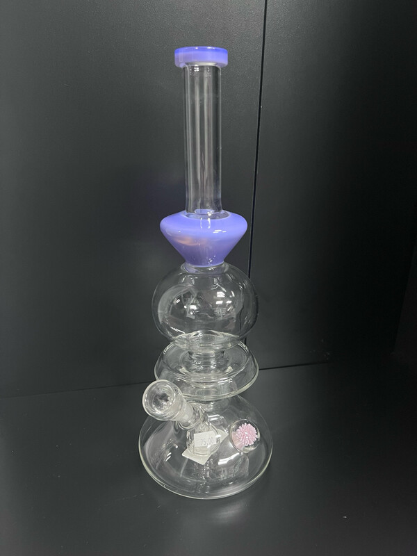 Purple Bubble Waterpipe w/ Pink Flower