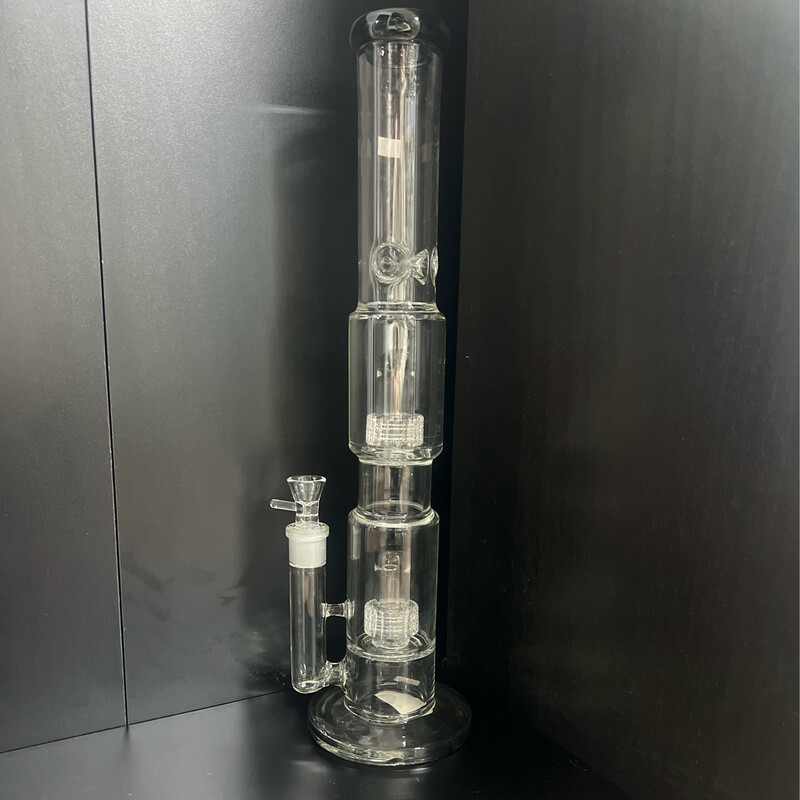 Large Clear Dual Perc Waterpipe