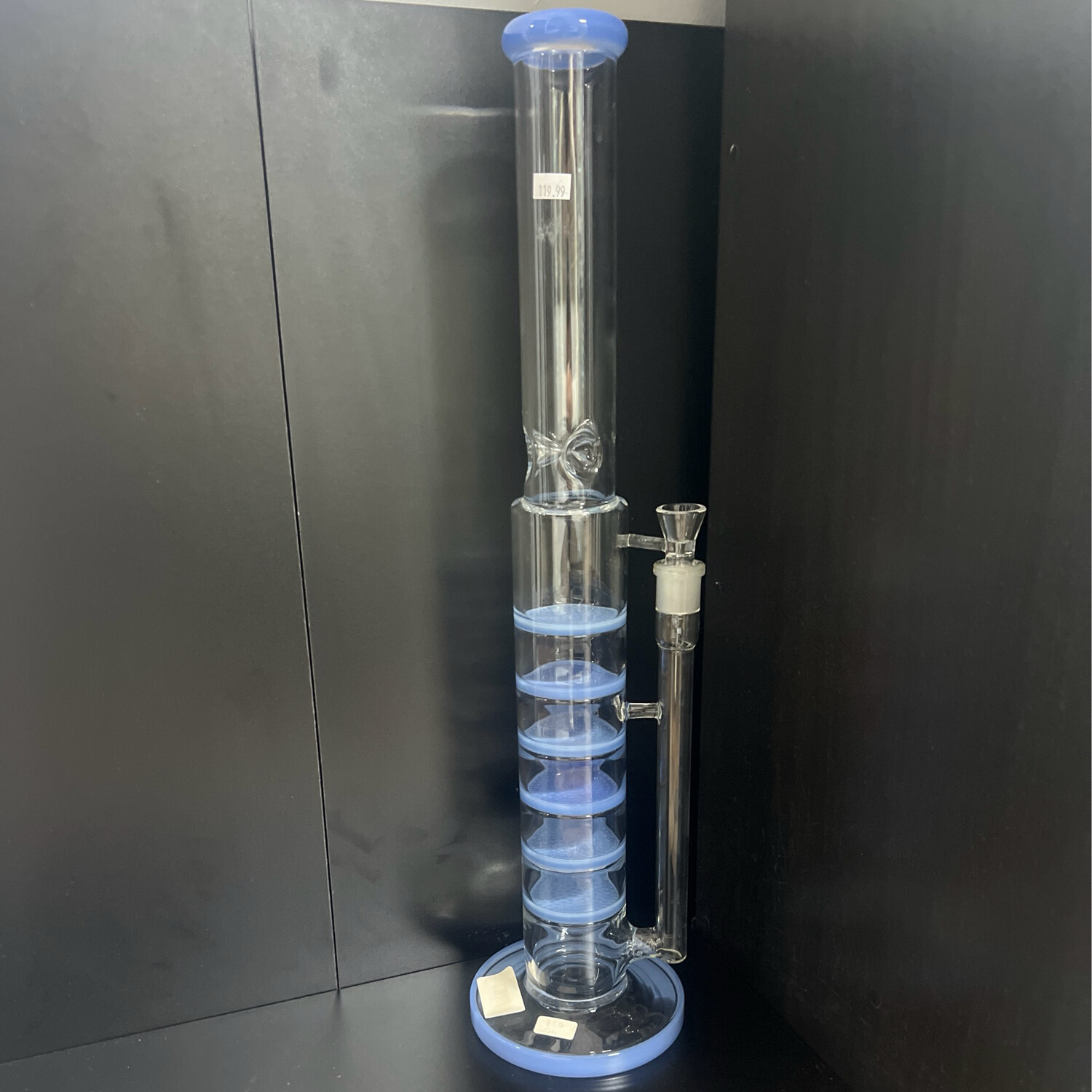 Blue Trimmed 6-Tier Chome Waterpipe