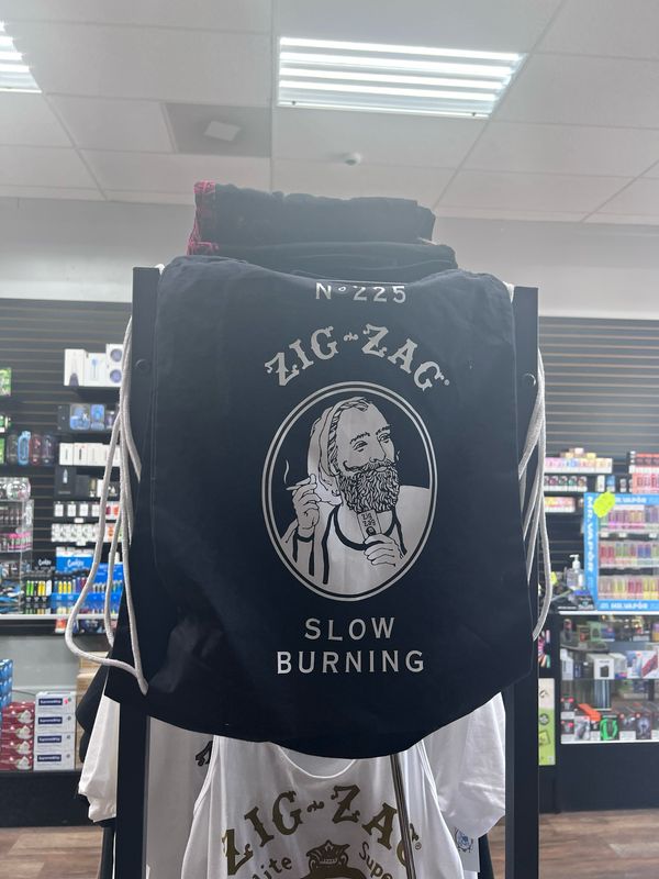 Zig-Zag Black Drawstring Bag