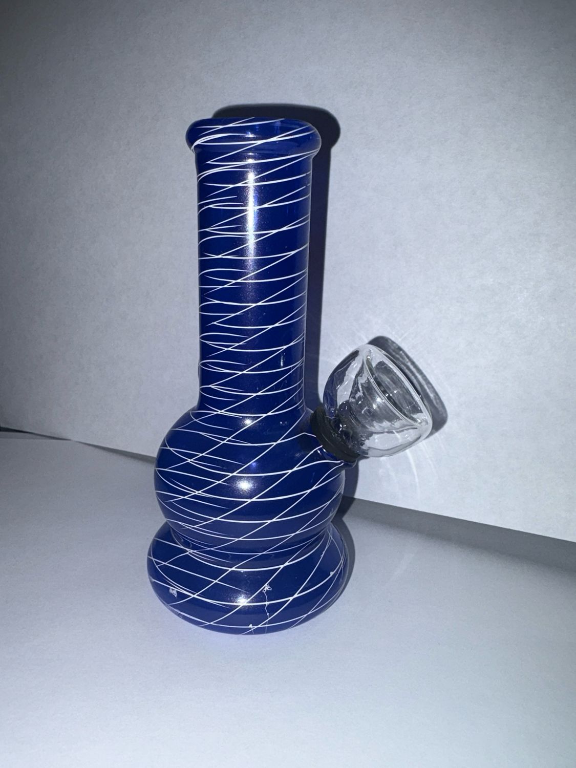 Dark Blue w/ White Stripes Bubbler