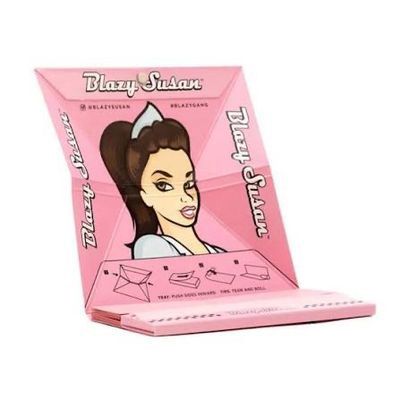 Blazy Susan Deluxe Rolling Paper's with Tips &amp; Tray, Colour: Pink, Size: King Size Slim