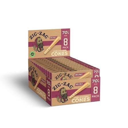 Zig Zag 70's Pre-Rolled Cones, Size: 8 Pack, Material: Unbleached