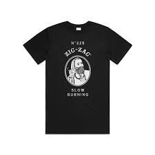Zig Zag T-Shirts, Size: Small, Style: Classic Black Design W/ White Lettering