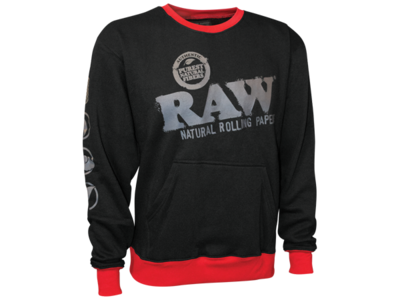 RAW Crewnecks, Size: Small, Style: Black and Red