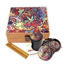 Cali Factory Large Storage/Stash Box W/ Glass Jar &amp; Grinder