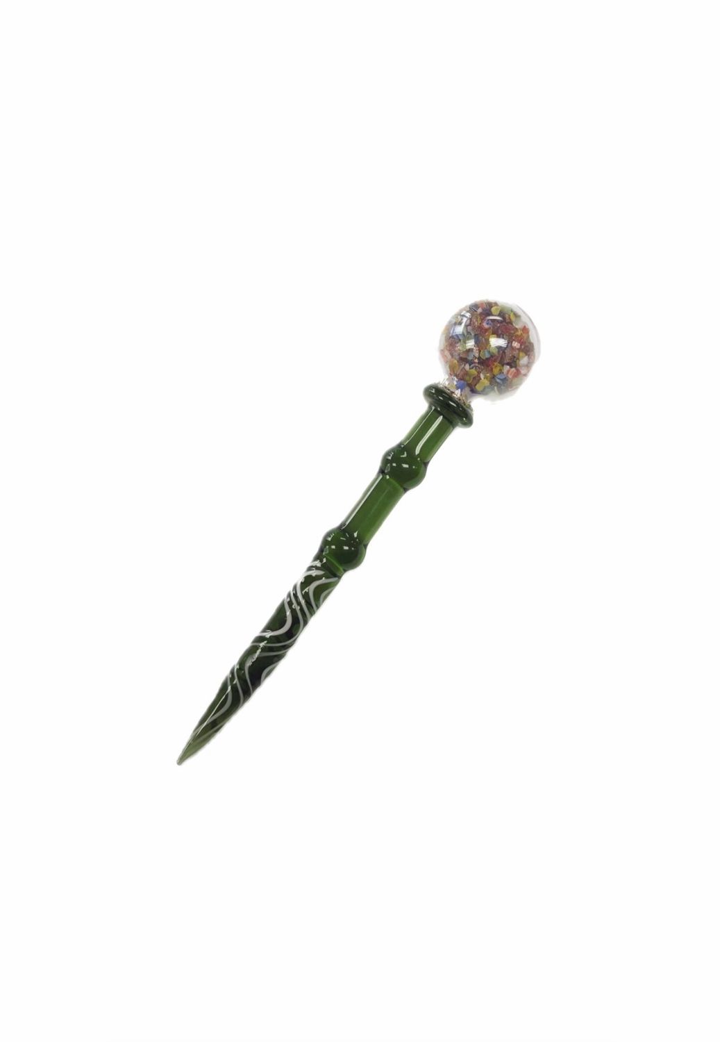 Glass Dab Picks Assorted Designs, Colour: Green Rattle