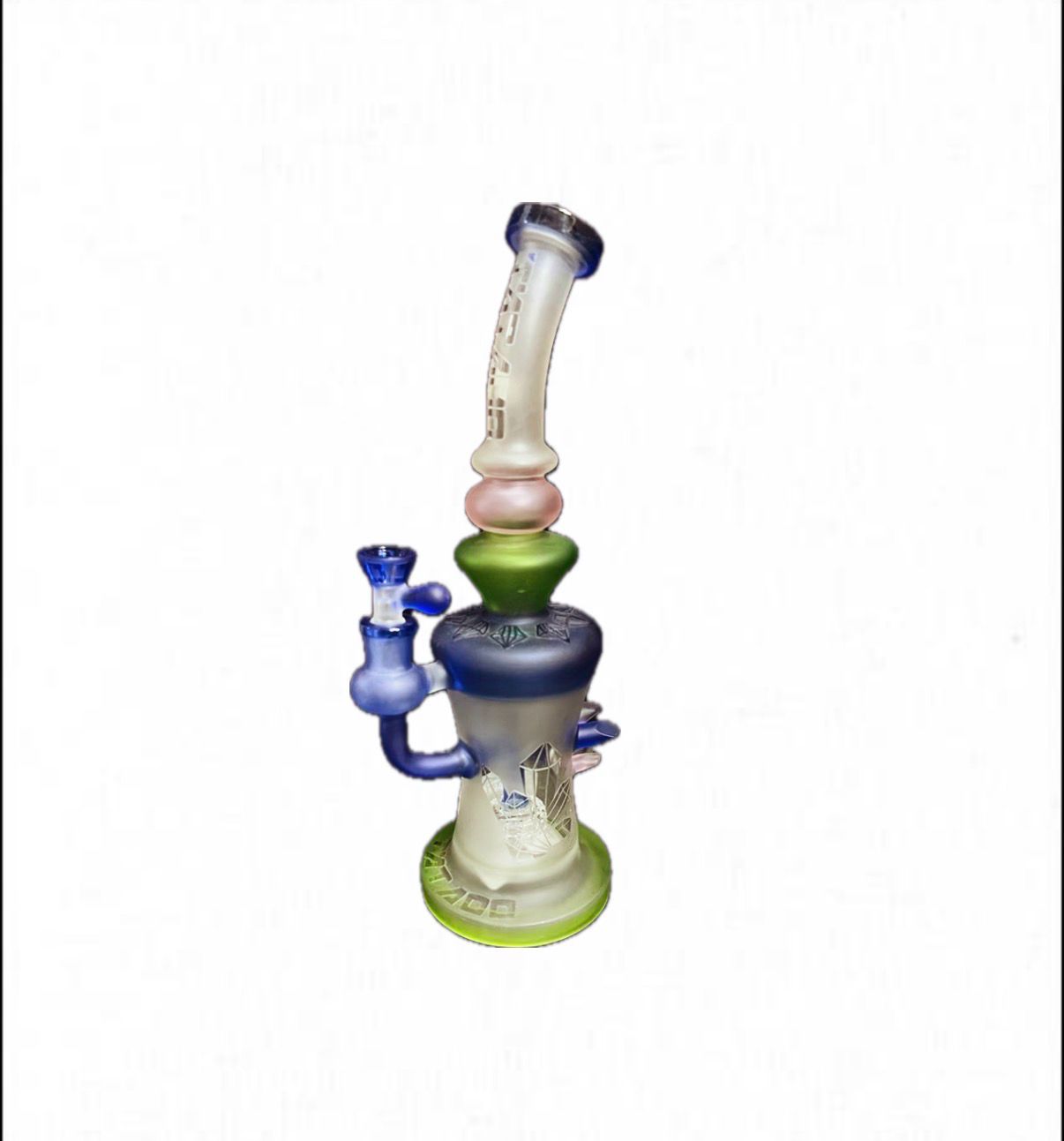 Tataoo 12" Pink &amp; Green Frosted Crystals Waterpipe