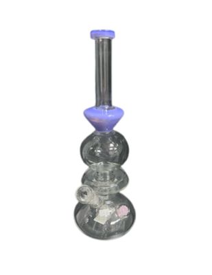 Purple Bubble Waterpipe w/ Pink Flower
