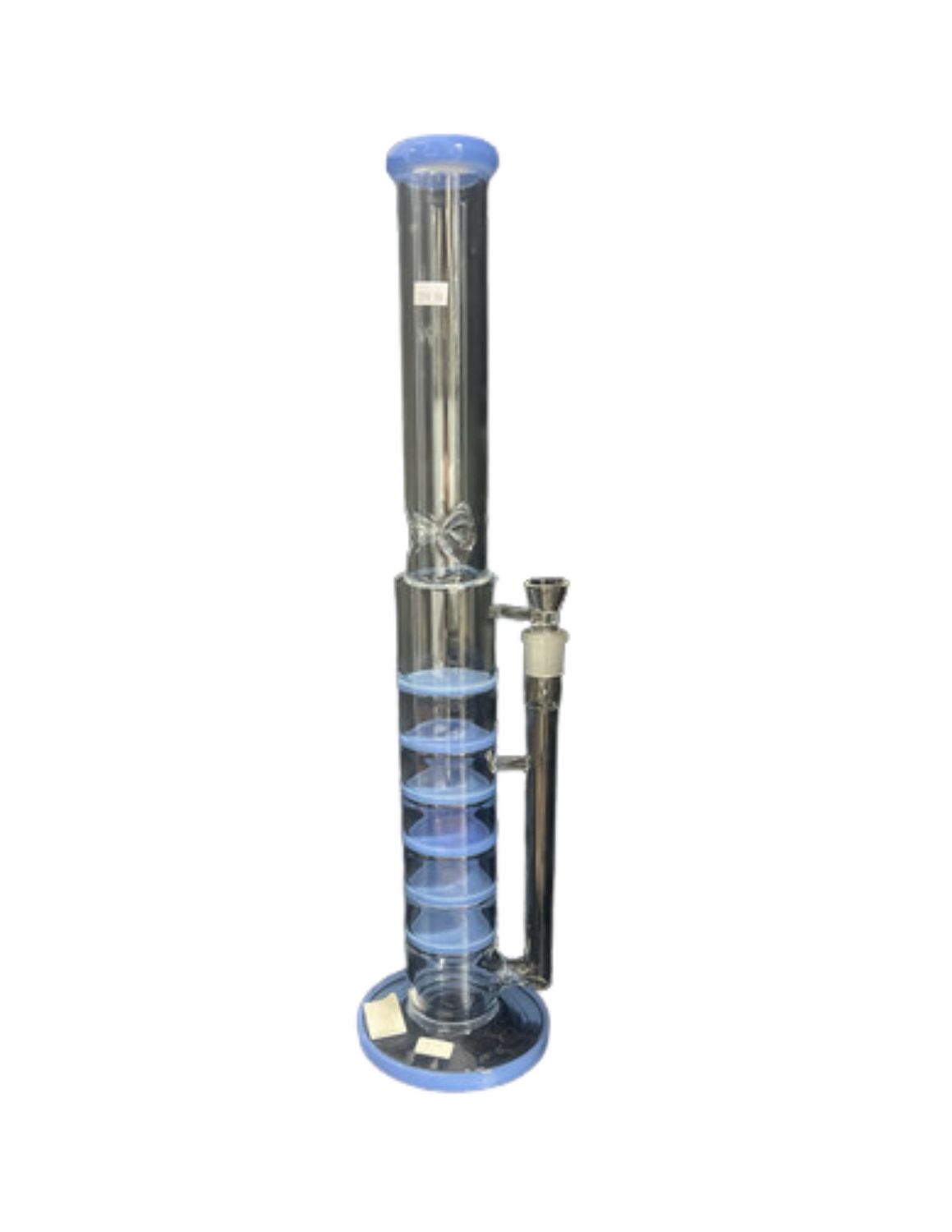 Blue Trimmed 6-Tier Chome Waterpipe