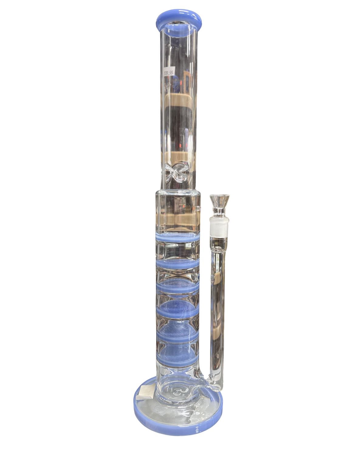 Blue Trimmed 6-Tier Chome Waterpipe