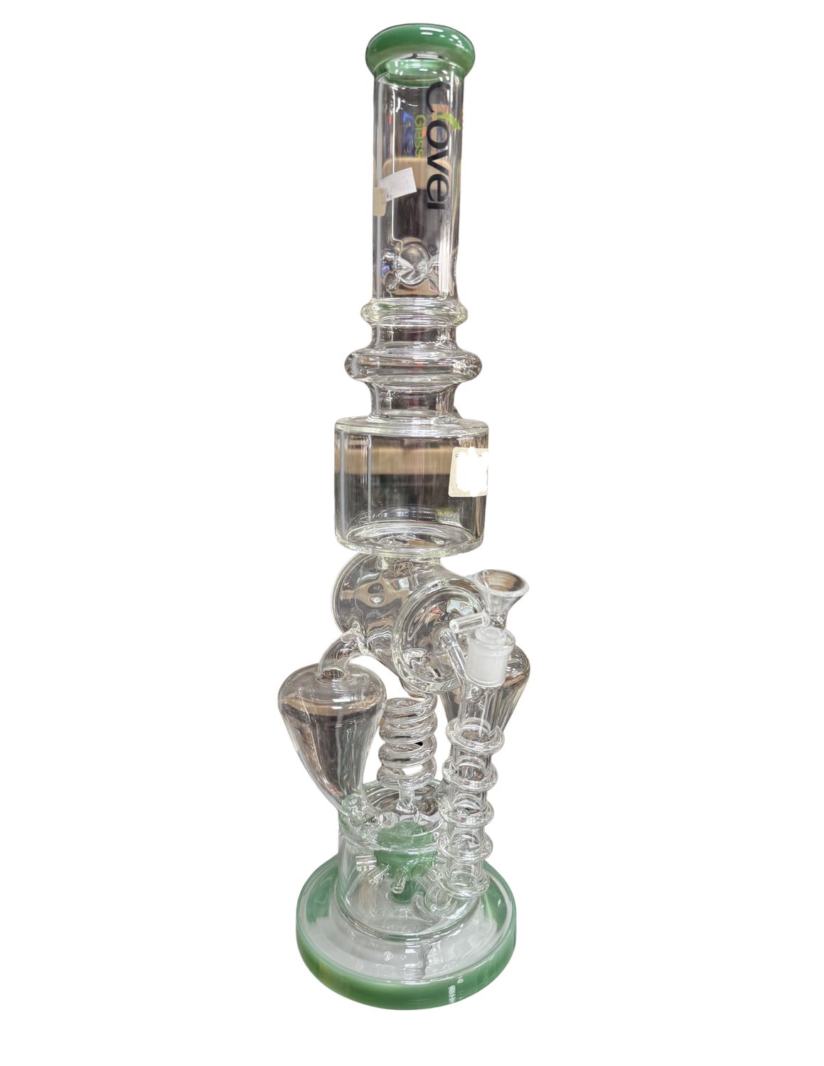 Clover Glass Green Trimmed Waterpipe
